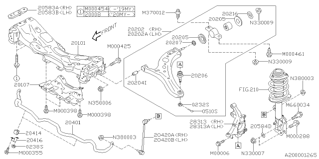 2021 Subaru Ascent Front Spindle Knuckle, Left Diagram for 28313XC01A