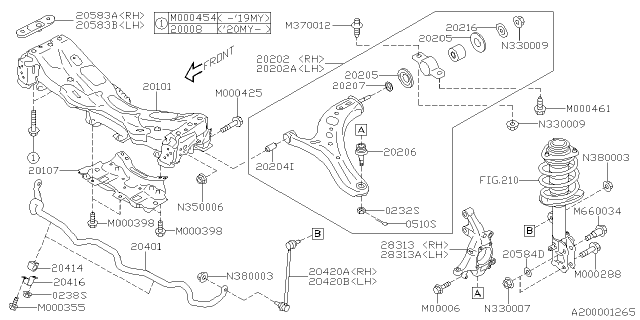 2021 Subaru Ascent Arm Assembly Front RH Diagram for 20202XC00A