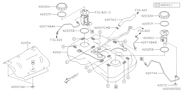 2020 Subaru Ascent Fuel Tank Complete Diagram for 42012XC00A