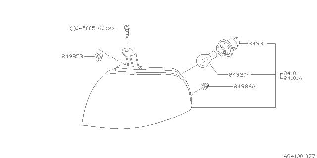 1998 Subaru Outback Front Combination Lamp Diagram for 84101AC040