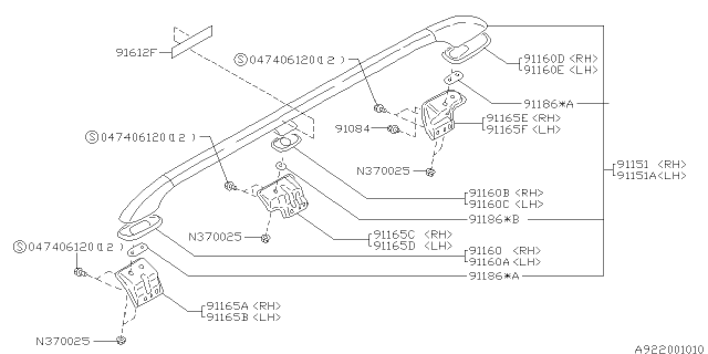 1998 Subaru Legacy Roof Rail Diagram