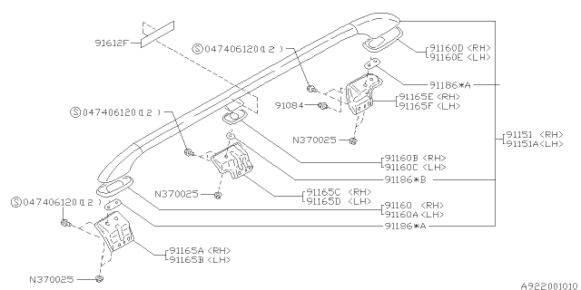 1997 Subaru Legacy Label Caution Diagram for 91550AA860