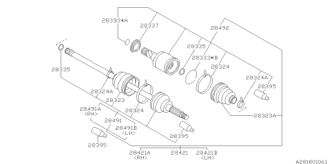 1998 Subaru Legacy Cv JOINT/AXLE Diagram for 28091AC040