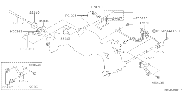 1996 Subaru Outback Delivery Pipe Diagram for 17540AA191