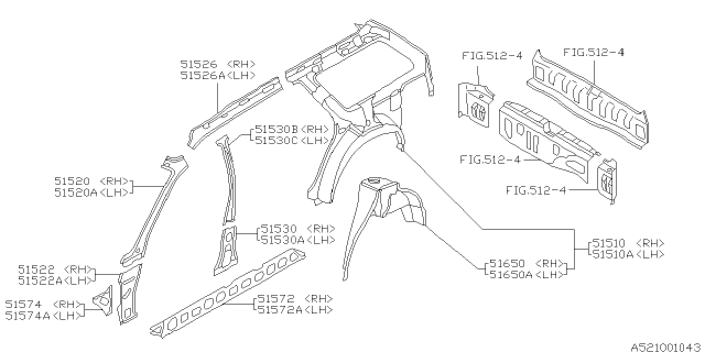 1999 Subaru Outback Side Body Inner Diagram 2