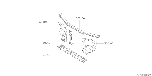 1998 Subaru Legacy Radiator Support Side Panel, Left Diagram for 53020AC010