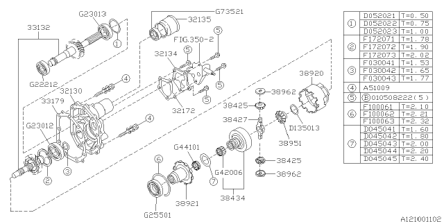1998 Subaru Outback Drive Pinion Shaft Diagram for 38427AA020