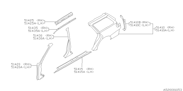 1996 Subaru Legacy Side Body Outer Diagram 2