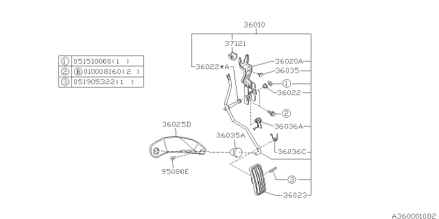 1999 Subaru Legacy Pedal System - Manual Transmission Diagram 2