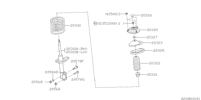 1998 Subaru Legacy Front Shock Absorber Diagram 2