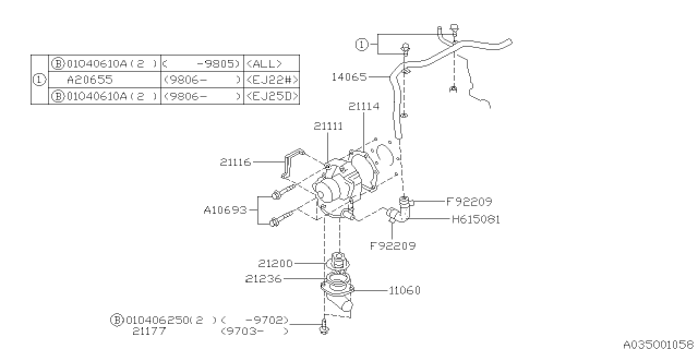 1998 Subaru Legacy Water Pump Diagram