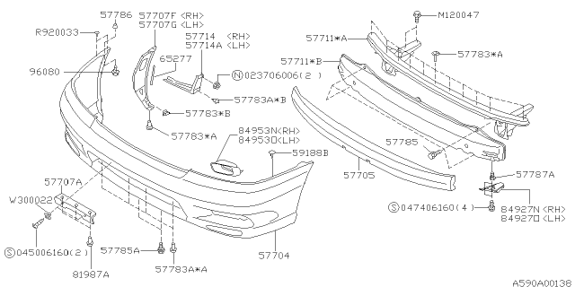 1999 Subaru Legacy Front Bumper Diagram 2