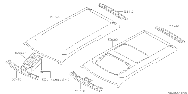 1998 Subaru Legacy Rail Complete Rear 4DR Diagram for 53410AC030