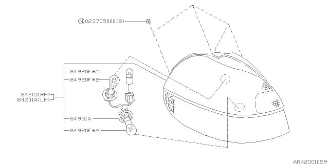 1999 Subaru Outback Lamp - Rear Diagram 2