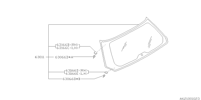 1997 Subaru Outback Holder Lower Rear Gate LH Diagram for 60222AC030