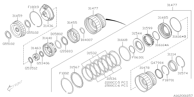 1999 Subaru Outback Drum Assembly Clutch Low Diagram for 31478AA020