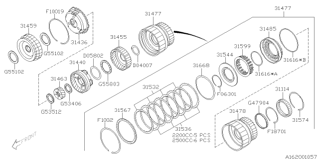 1999 Subaru Outback Plate Drive Diagram for 31536AA200