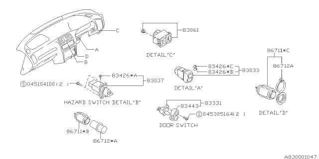 1999 Subaru Legacy Switch - Instrument Panel Diagram 3