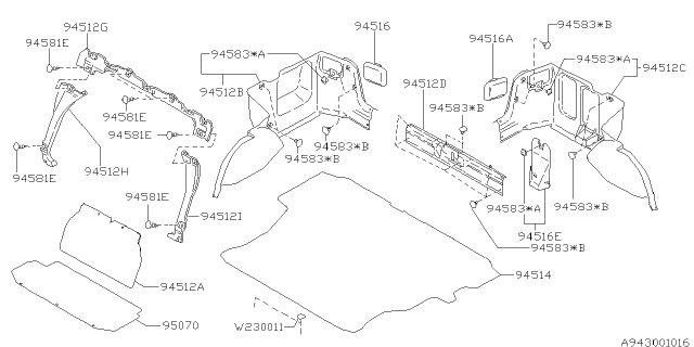 1996 Subaru Outback Trunk Room Trim Diagram