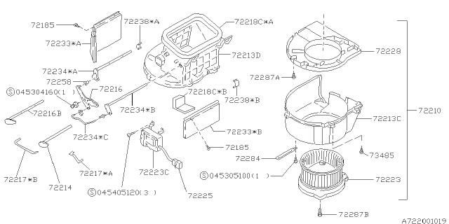 1996 Subaru Legacy Heater Blower Assembly Diagram for 72023AA000
