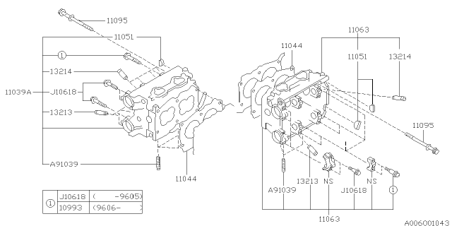 1999 Subaru Legacy Gasket Cylinder Head Diagram for 11044AA542