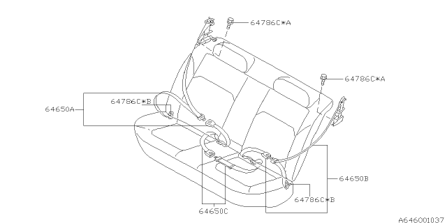 1999 Subaru Legacy Bolt Diagram for 64668AC030