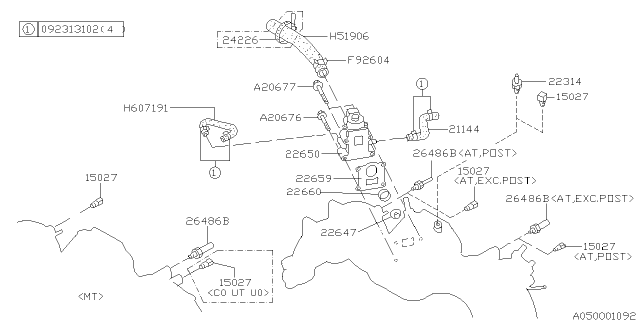 1998 Subaru Legacy Air Control Valve Diagram for 22650AA034