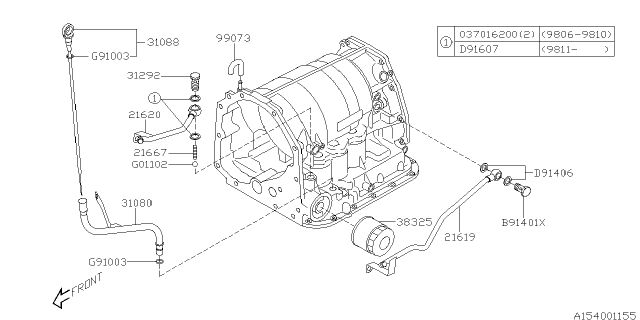 1999 Subaru Legacy Pipe Complete Oil Charger Diagram for 31080AA090