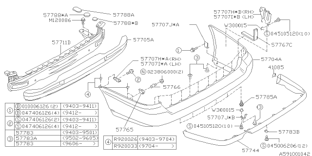 1999 Subaru Legacy Rear Bumper Diagram 3