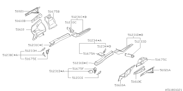 1998 Subaru Legacy FRM Side Complete RH Diagram for 51231AC200