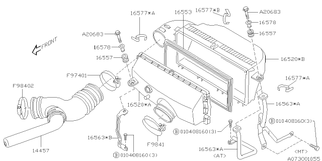 1999 Subaru Legacy Gasket Air Cleaner Diagram for 16553AA041