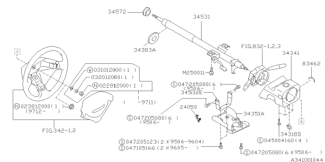 1998 Subaru Legacy Steering Column Diagram