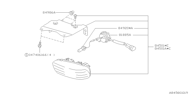 1997 Subaru Legacy Fog Lamp Diagram for 84501AC350