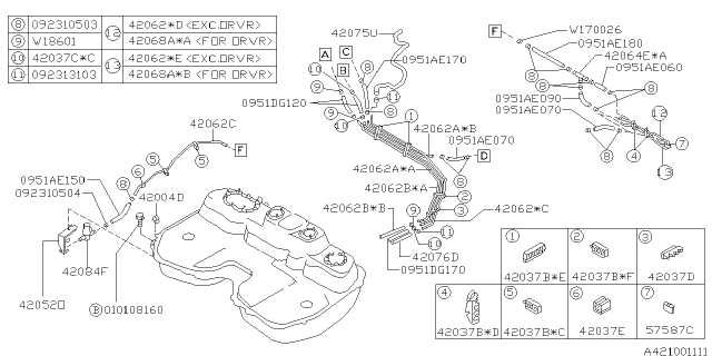 1998 Subaru Legacy BREATHER Pipe Diagram for 42123AC020