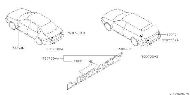 1998 Subaru Outback Letter Mark Legacy Diagram for 93022AC020