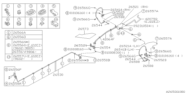 1997 Subaru Legacy Brake Pipe Diagram for 26530AC000