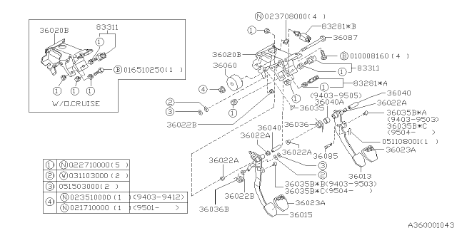 1996 Subaru Legacy Pedal System - Manual Transmission Diagram 3