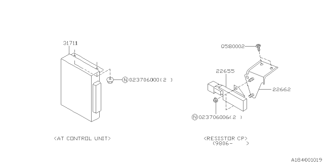 1999 Subaru Outback Resistor Assembly Diagram for 22655AA130