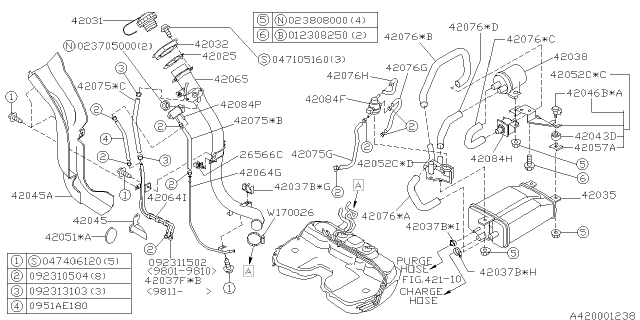 1998 Subaru Legacy Filler Pipe Diagram for 42066FA030