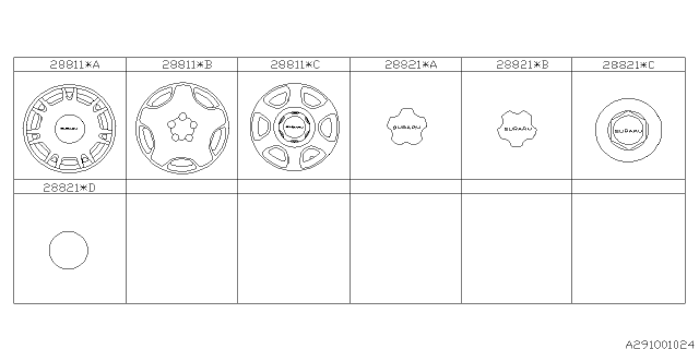 1995 Subaru Legacy Wheel Cap Diagram