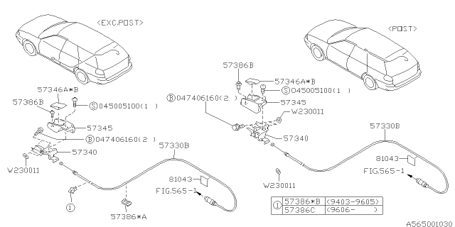 1997 Subaru Legacy Fuel Flap & Opener Diagram 3