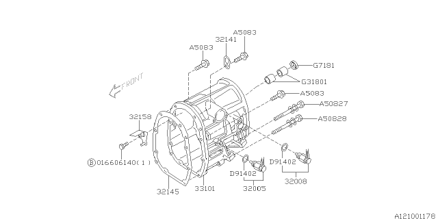 1999 Subaru Legacy Manual Transmission Transfer & Extension Diagram 4