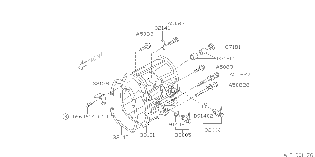 1999 Subaru Outback Manual Transmission Transfer & Extension Diagram 4