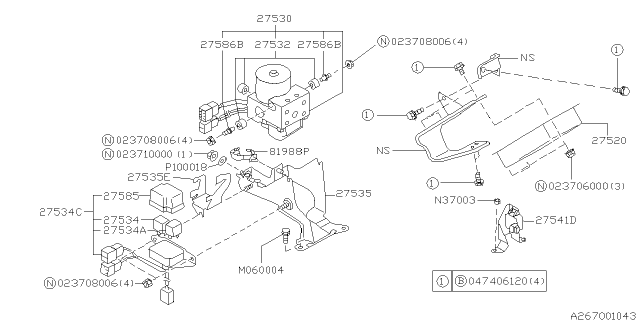 1997 Subaru Legacy Stud Diagram for 27537AC010