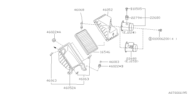 1999 Subaru Outback Air Cleaner & Element Diagram 1