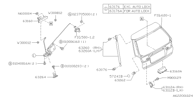 1999 Subaru Legacy Rear Gate Stay Assembly, Right Diagram for 60311AC020