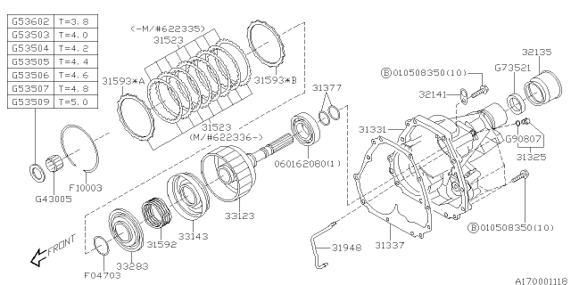 1999 Subaru Legacy Gasket Trans Case Diagram for 31337AA190