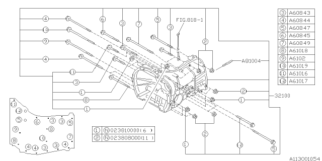 1995 Subaru Legacy Manual Transmission Case Assembly Diagram for 32100AA520