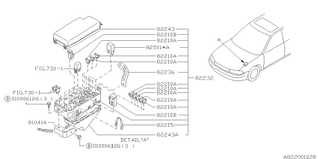 1998 Subaru Outback Main Fuse Box Assembly Diagram for 82232AC010