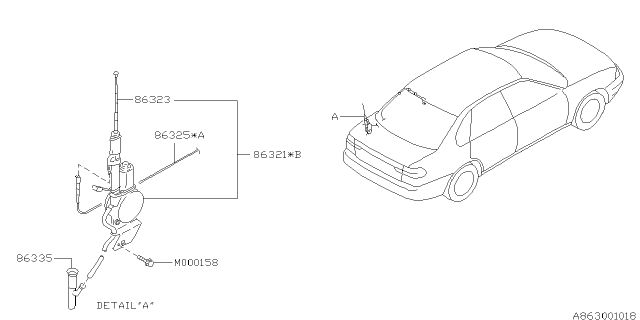 1999 Subaru Outback Audio Parts - Antenna Diagram 1